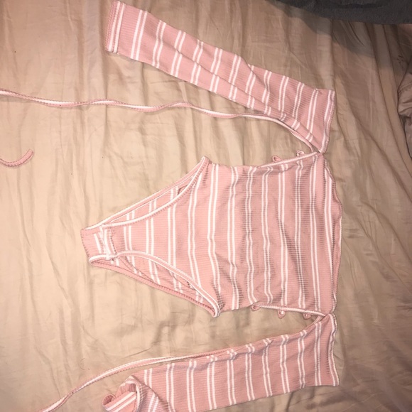 cute striped pink body suit - Picture 2 of 2